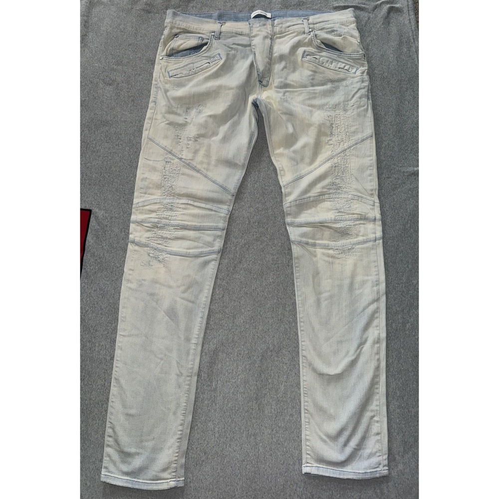 Pierre Balmain Men's Moto Jean Denim Light Wash Size 40